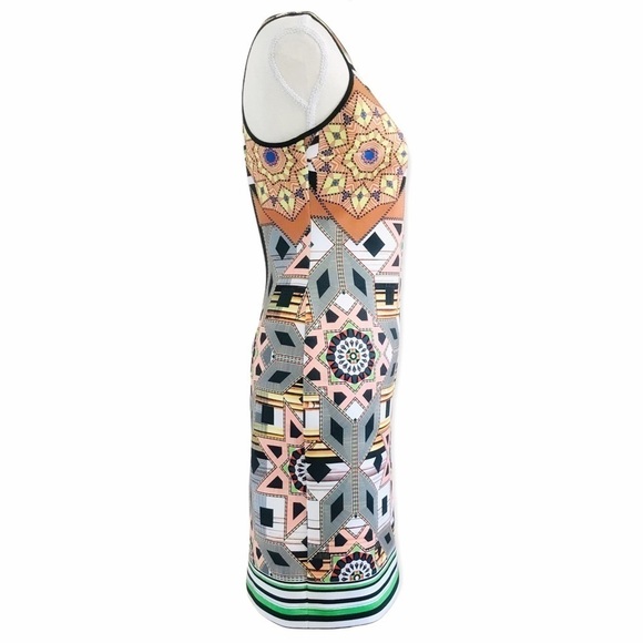 đť…şclover CANYON MULTI PATTERN NEOPRENE SLEEVELESS BODYCON DRESS - M - Picture 3 of 9